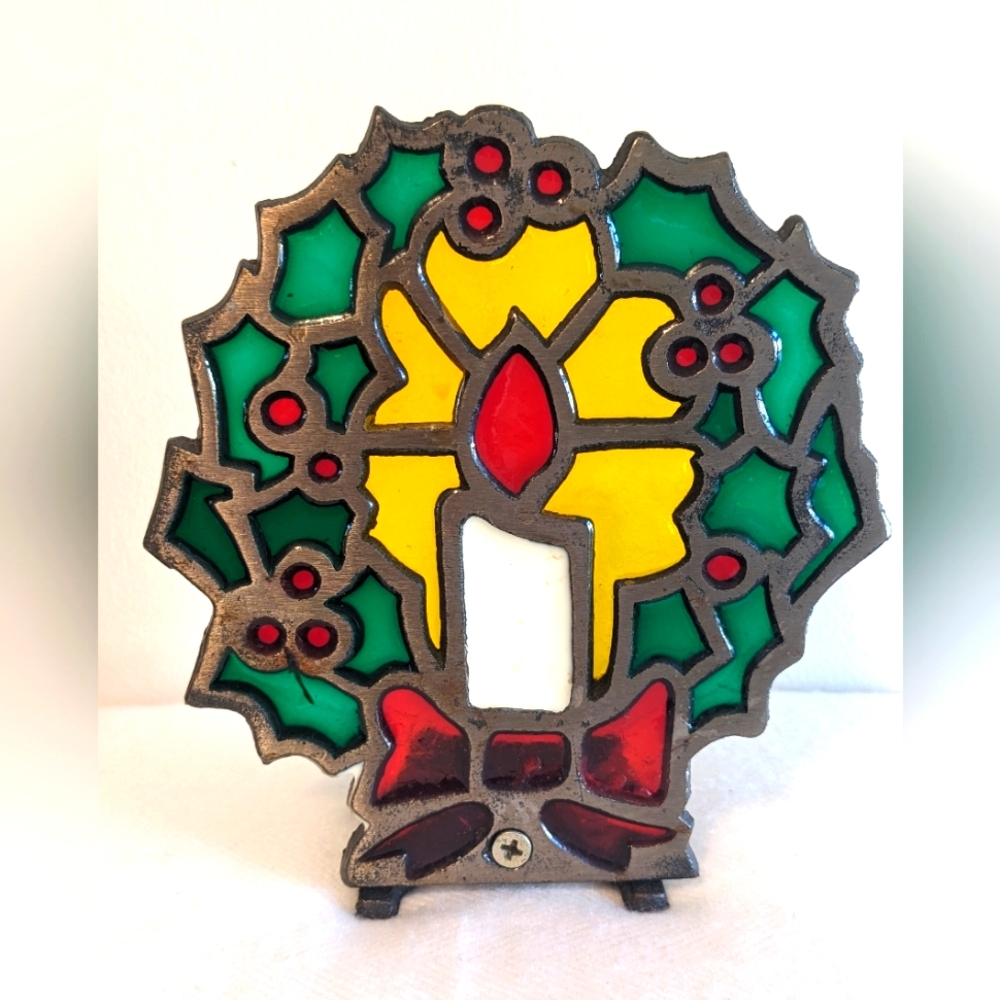 Vintage Holiday Glow Candle Cast Iron Candle Holder